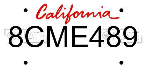 8CME489 California License Plate