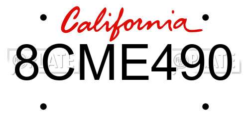 8CME490 license plate in CA state