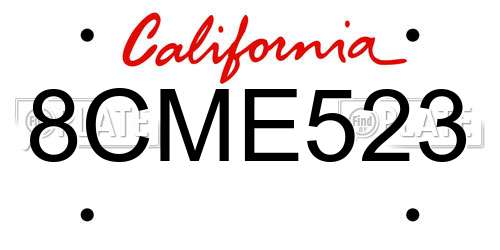 8CME523 California License Plate