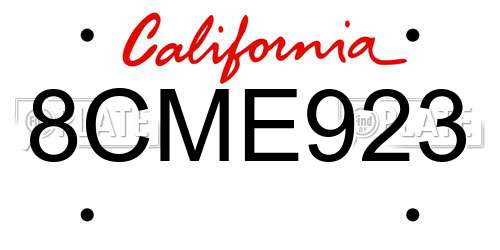 8CME923 California License Plate