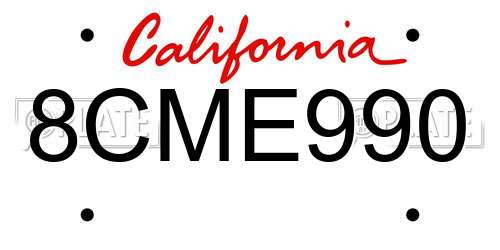 8CME990 California License Plate