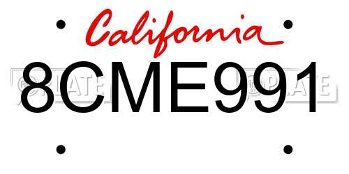 8CME991 California License Plate
