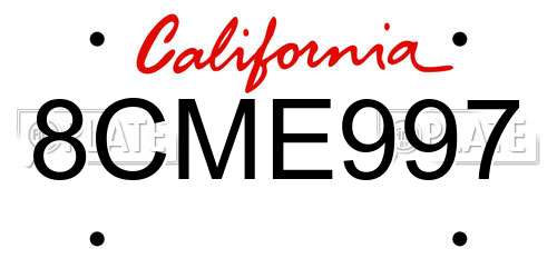 8CME997 California License Plate