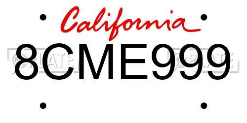 8CME999 California License Plate