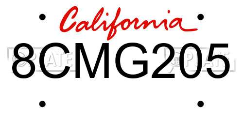 8CMG205 California License Plate