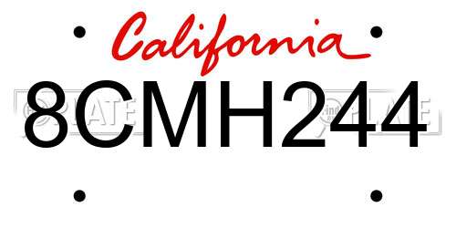 8CMH244 California License Plate