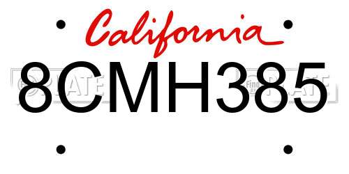 8CMH385 California License Plate