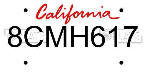 8CMH617 California License Plate