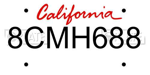 8CMH688 California License Plate
