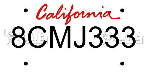 8CMJ333 California License Plate