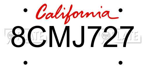8CMJ727 California License Plate