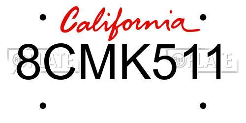 8CMK511 California License Plate