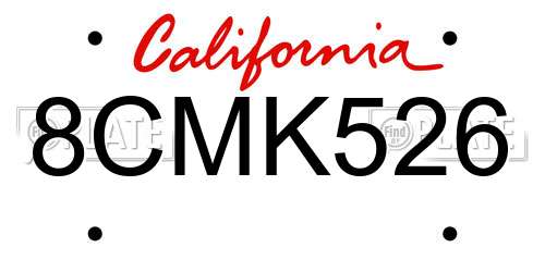 8CMK526 California License Plate
