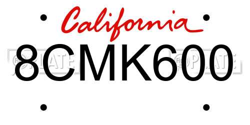 8CMK600 California License Plate