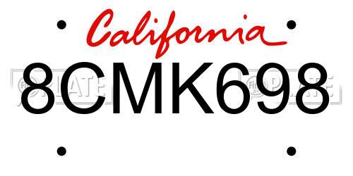 8CMK698 California License Plate