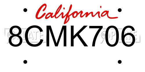 8CMK706 California License Plate