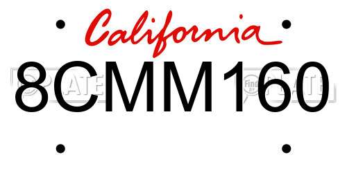 8CMM160 California License Plate