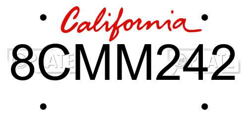 8CMM242 California License Plate