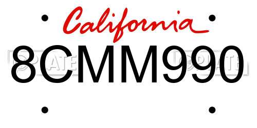 8CMM990 California License Plate