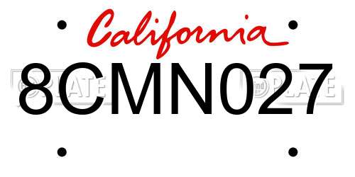 8CMN027 California License Plate