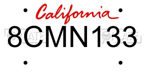 8CMN133 California License Plate