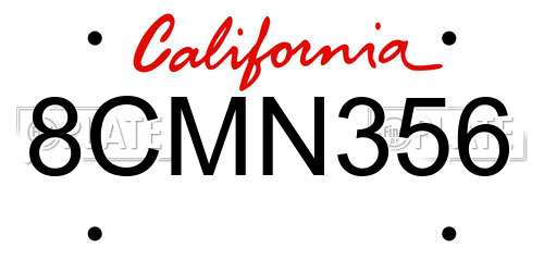 8CMN356 California License Plate