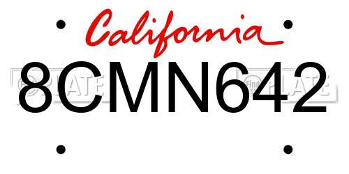 8CMN642 California License Plate