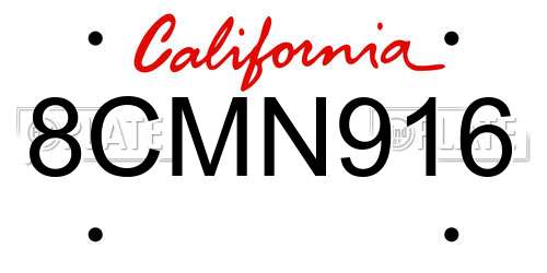 8CMN916 California License Plate