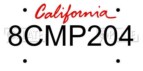 8CMP204 California License Plate
