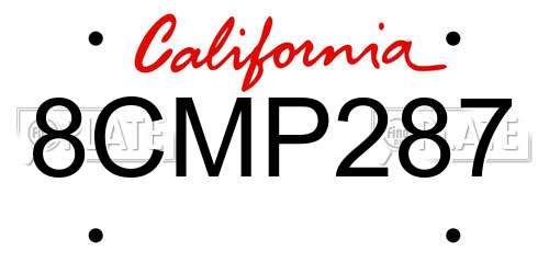 8CMP287 California License Plate