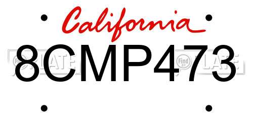 8CMP473 California License Plate