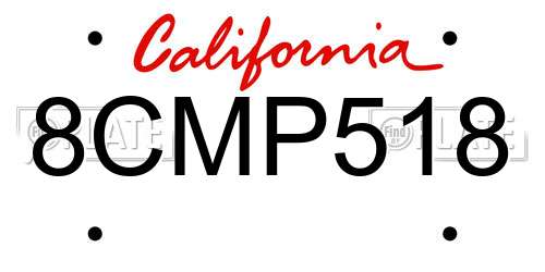 8CMP518 California License Plate