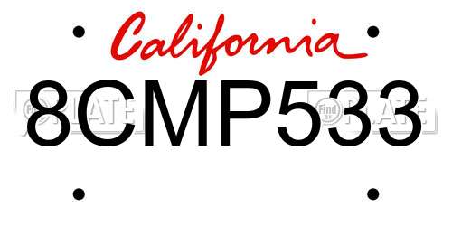 8CMP533 California License Plate
