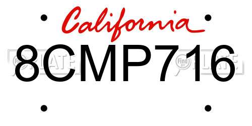 8CMP716 California License Plate