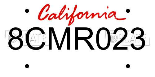 8CMR023 California License Plate