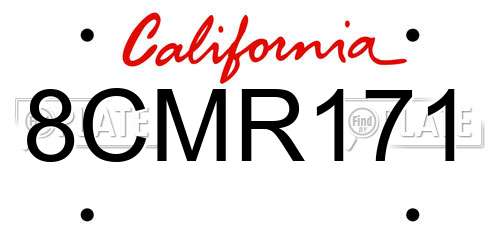 8CMR171 California License Plate