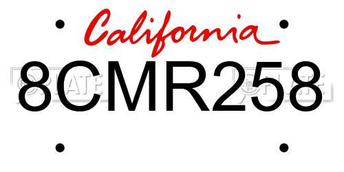 8CMR258 California License Plate