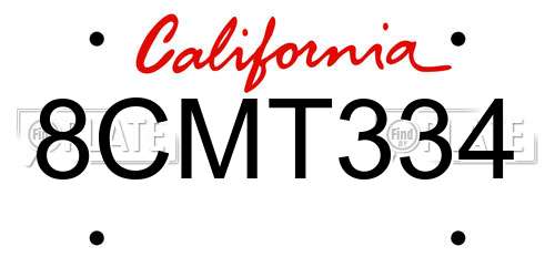 8CMT334 California License Plate