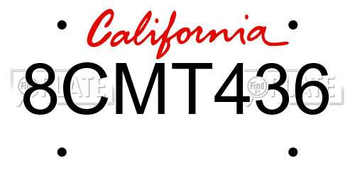 8CMT436 California License Plate