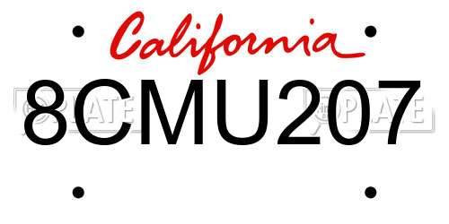 8CMU207 California License Plate