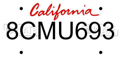 8CMU693 California License Plate