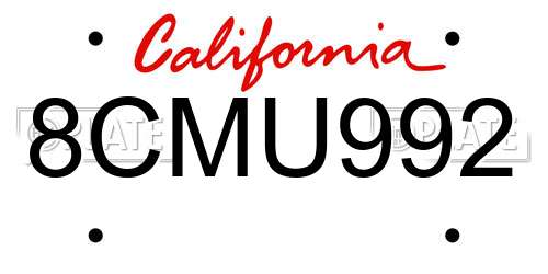 8CMU992 California License Plate