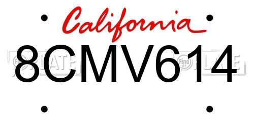 8CMV614 California License Plate