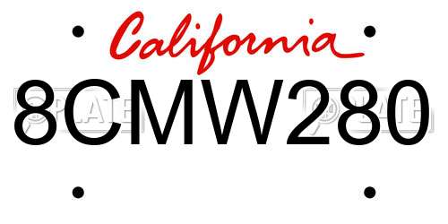 8CMW280 California License Plate