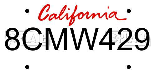8CMW429 California License Plate