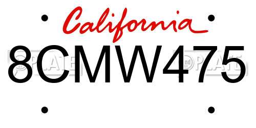 8CMW475 California License Plate