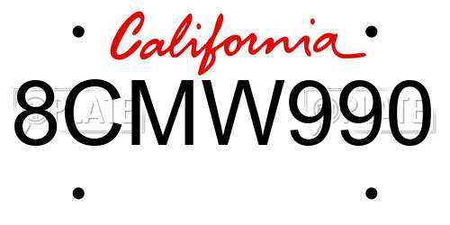 8CMW990 California License Plate