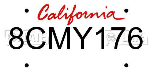 8CMY176 California License Plate