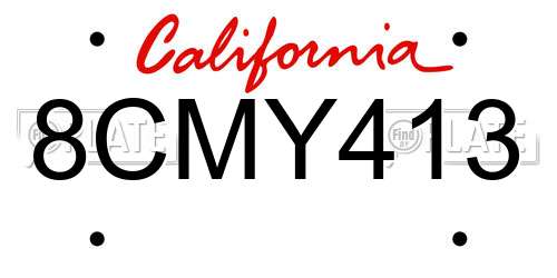 8CMY413 California License Plate