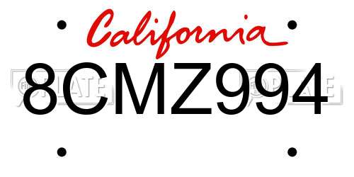 8CMZ994 California License Plate